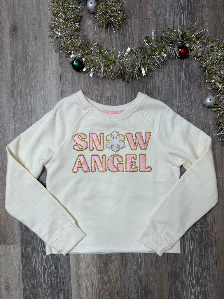 Angel Outlined Vintage Embroidery Crewneck Sweatshirt - Jolly Family Gifts