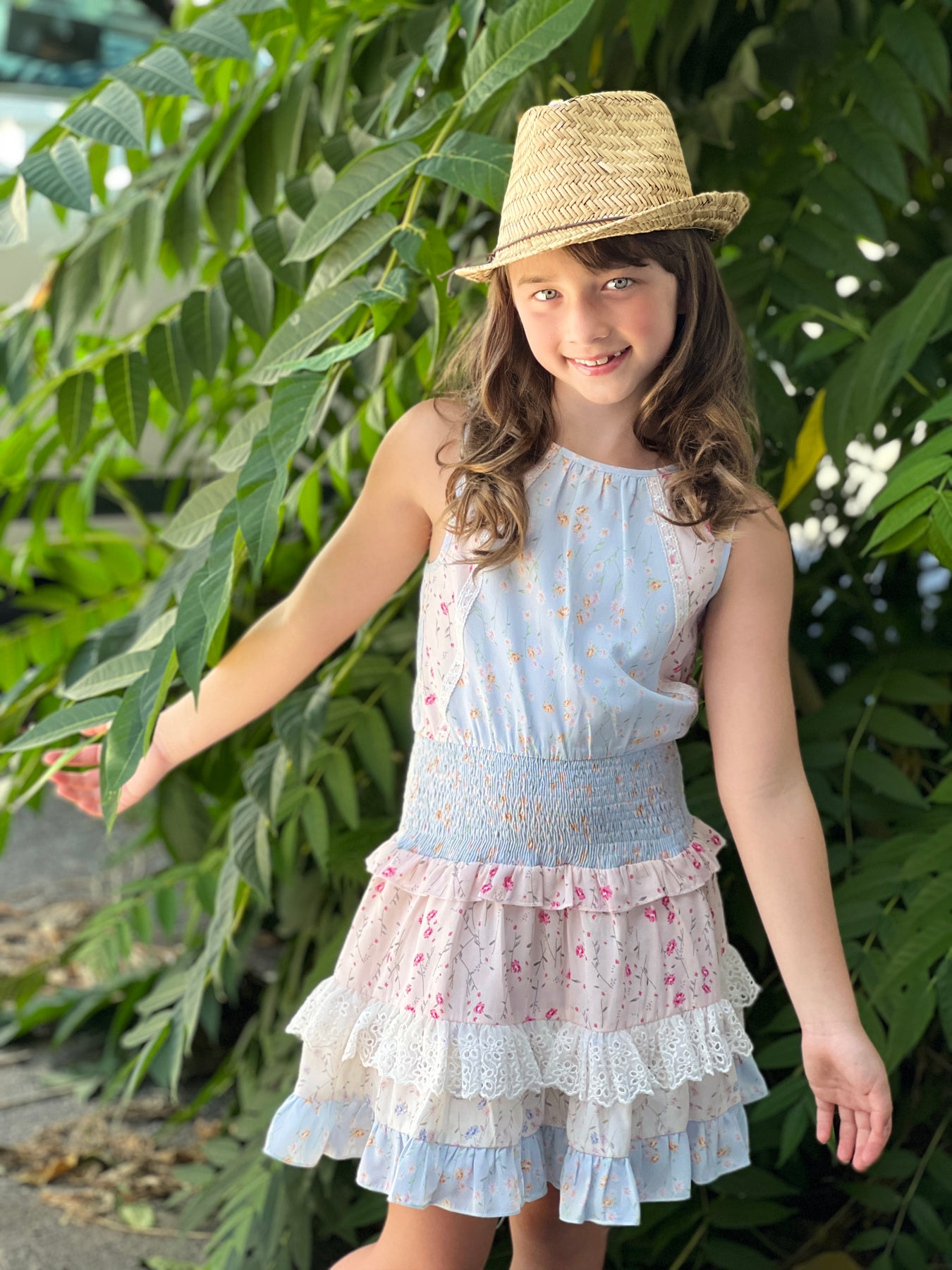 GBY Floral Pastel Smocked Sleeveless Dress Tween – Lula Women's